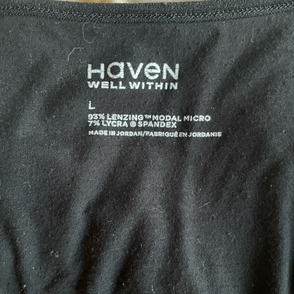 Haven Well Within Large Black Long Sleeve Super Soft v neck t-shirt - Picture 3 of 5